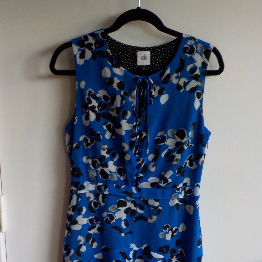 Dress By Cabi - Size Small - Sleeveless - Blue Black White - Vintage Style (522)
